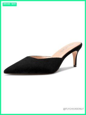 DearOnly Pointed Toe Kitten Heel Mules Slip-On Stiletto Mid Heel Sandals Prom